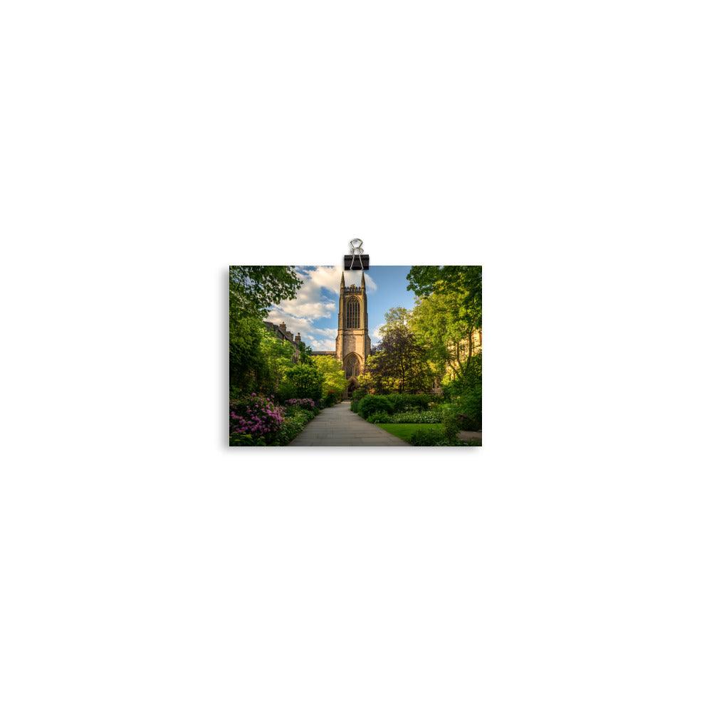 Manchester Cathedral Amidst Lush Gardens Poster - Oh Posters