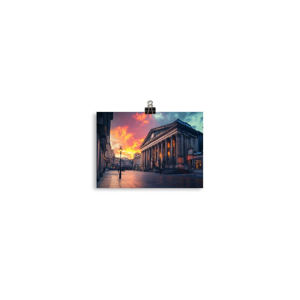 Manchester Cityscape at Dusk with Historic Architecture Poster - Oh Posters