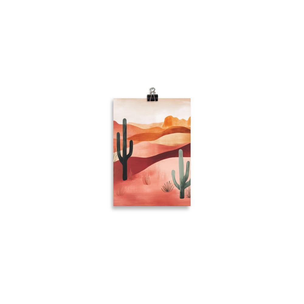 Boho Desert Landscape Cactus Serenity in Warm Earth Tones Poster - Oh Posters