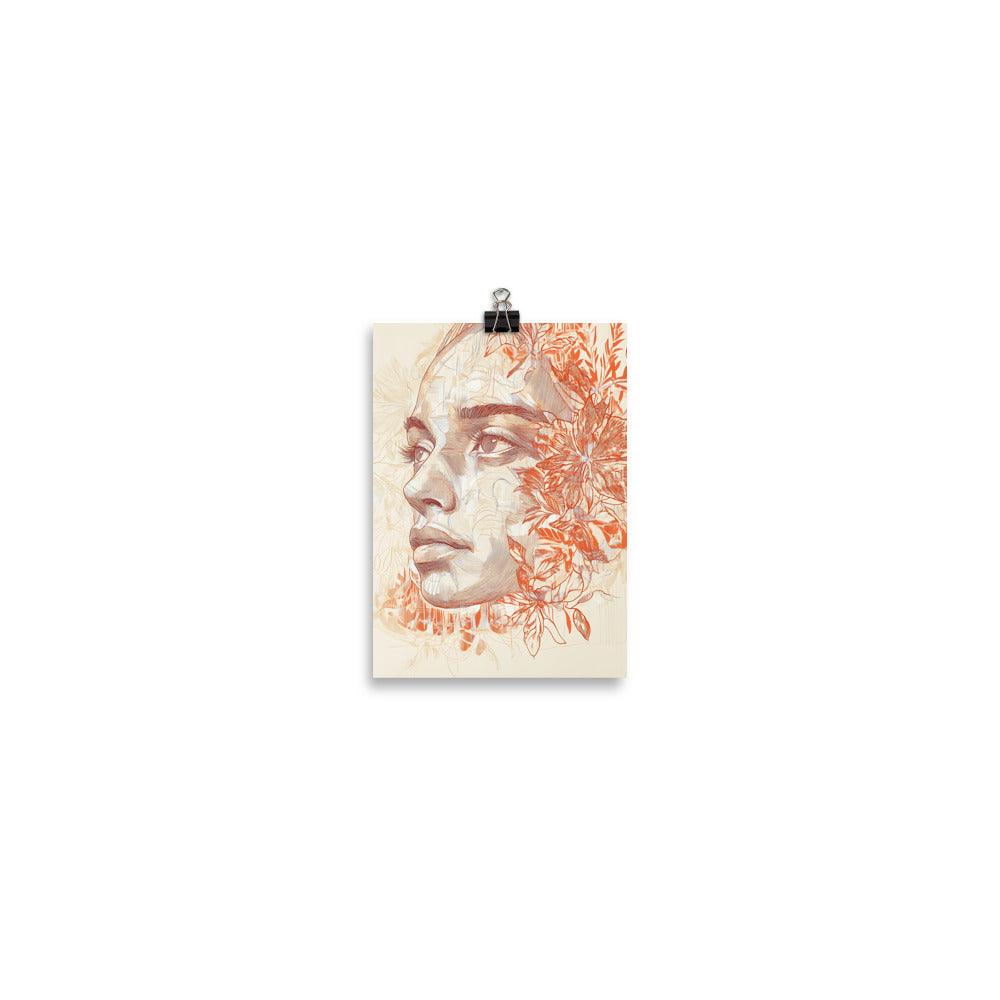 Boho Floral Portrait with Intricate Lines and Subtle Patterns Poster - Oh Posters