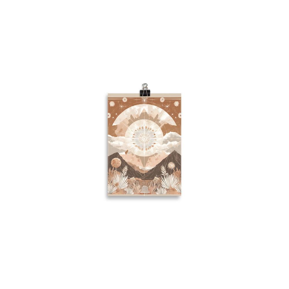 Boho Cosmic Landscape with Mountains and Stars Poster - Oh Posters