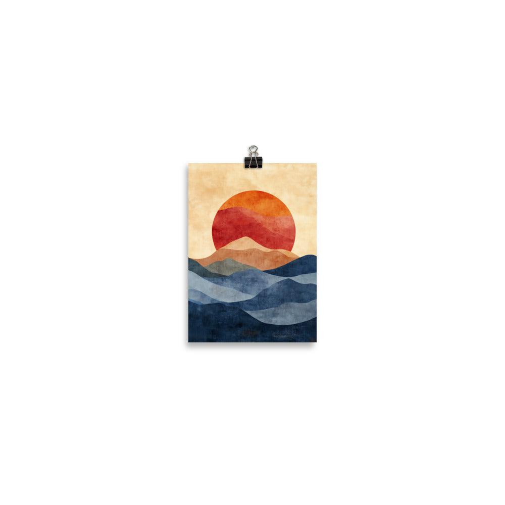 Boho Sunset Over Serene Mountains Poster - Oh Posters