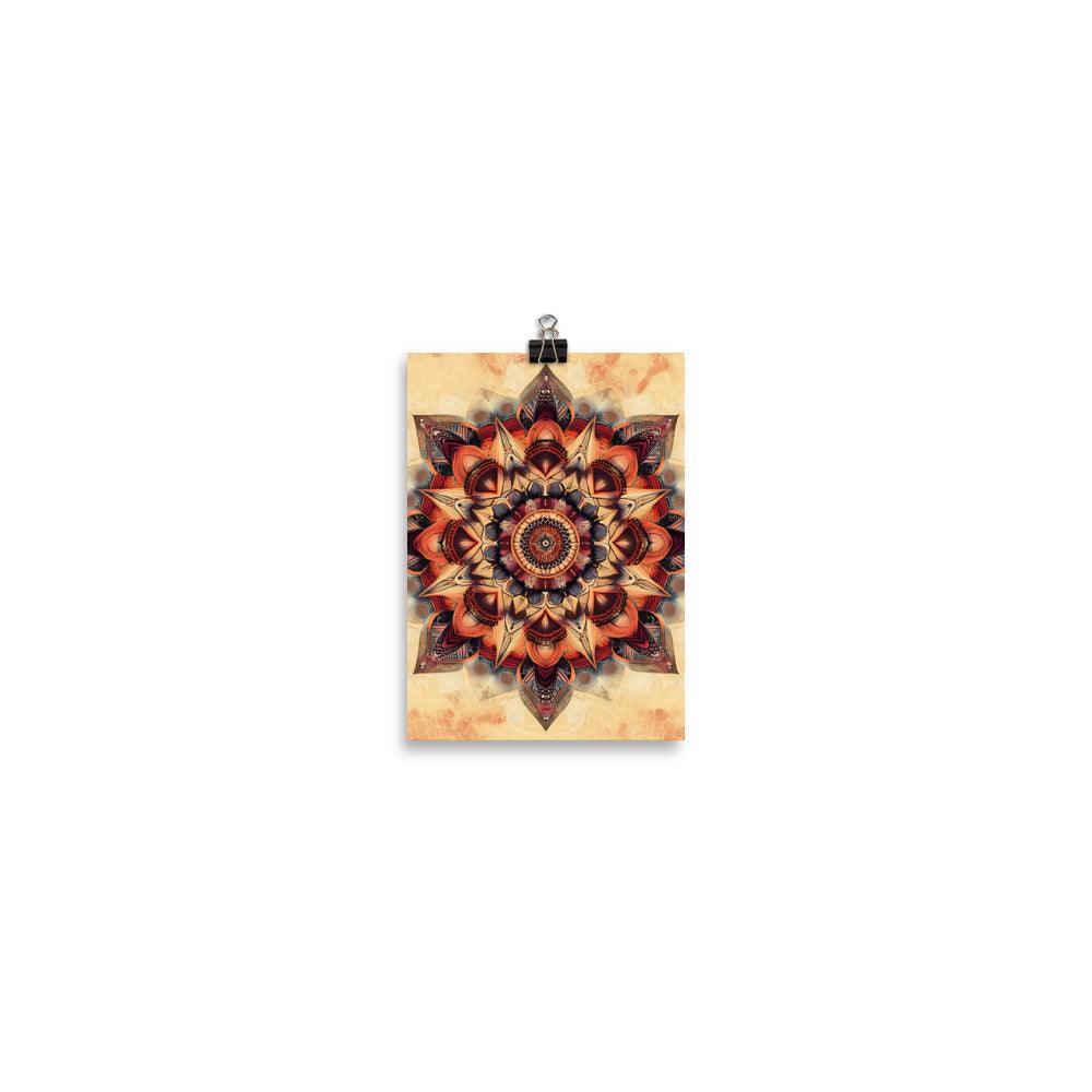 Boho Mandala Intricate Art with Warm Tones for Spiritual Connection and Meditation Enthusiasts Poster - Oh Posters