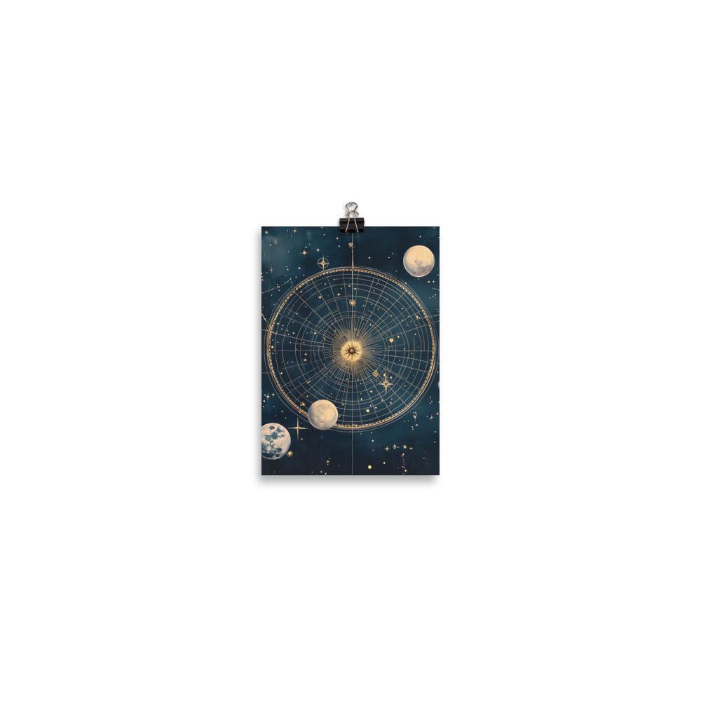 Boho Celestial Map with Moon Phases and Stars for Astrology Enthusiasts Poster - Oh Posters