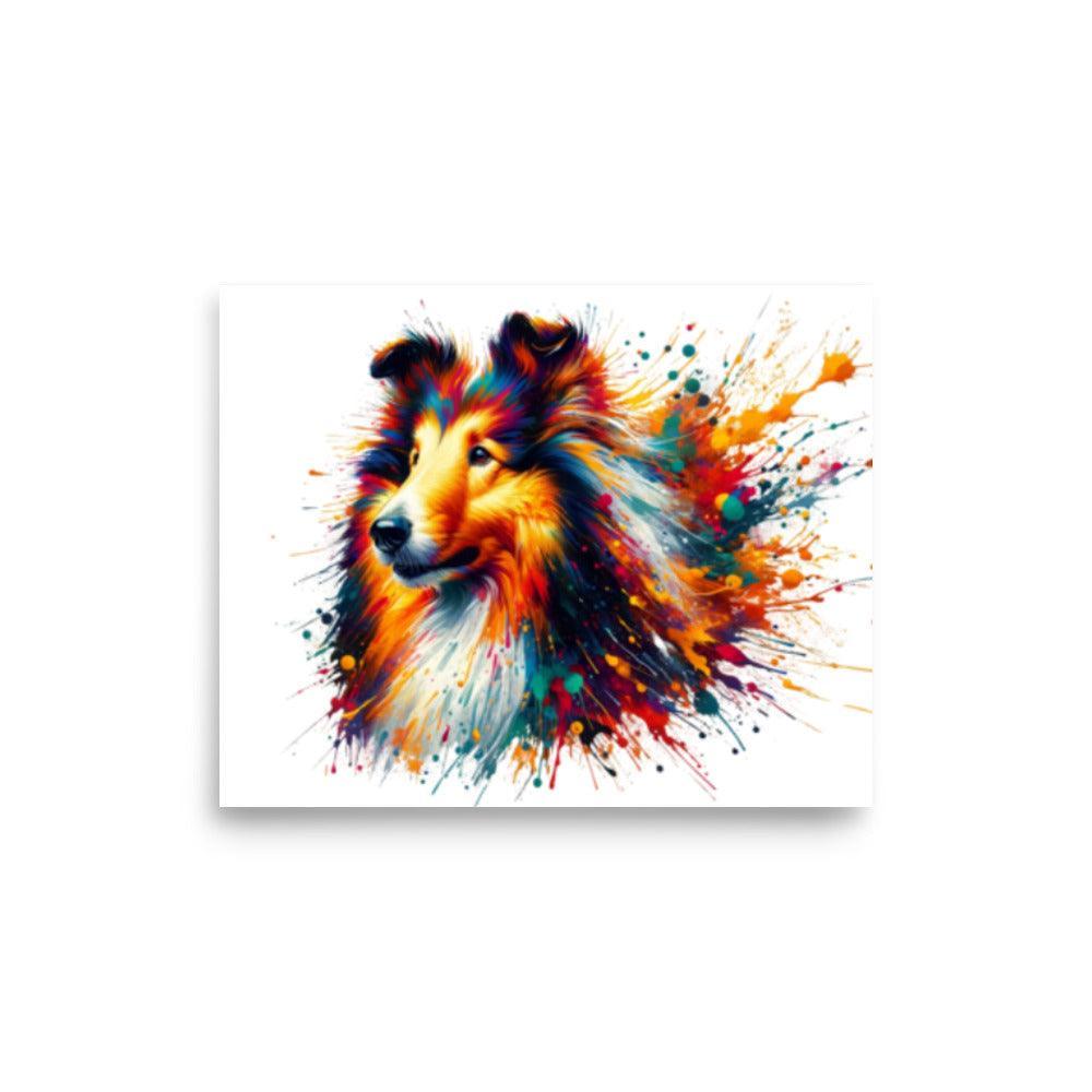 Rough Collie Dog Splatter Art Explosive Colors Poster - Oh Posters