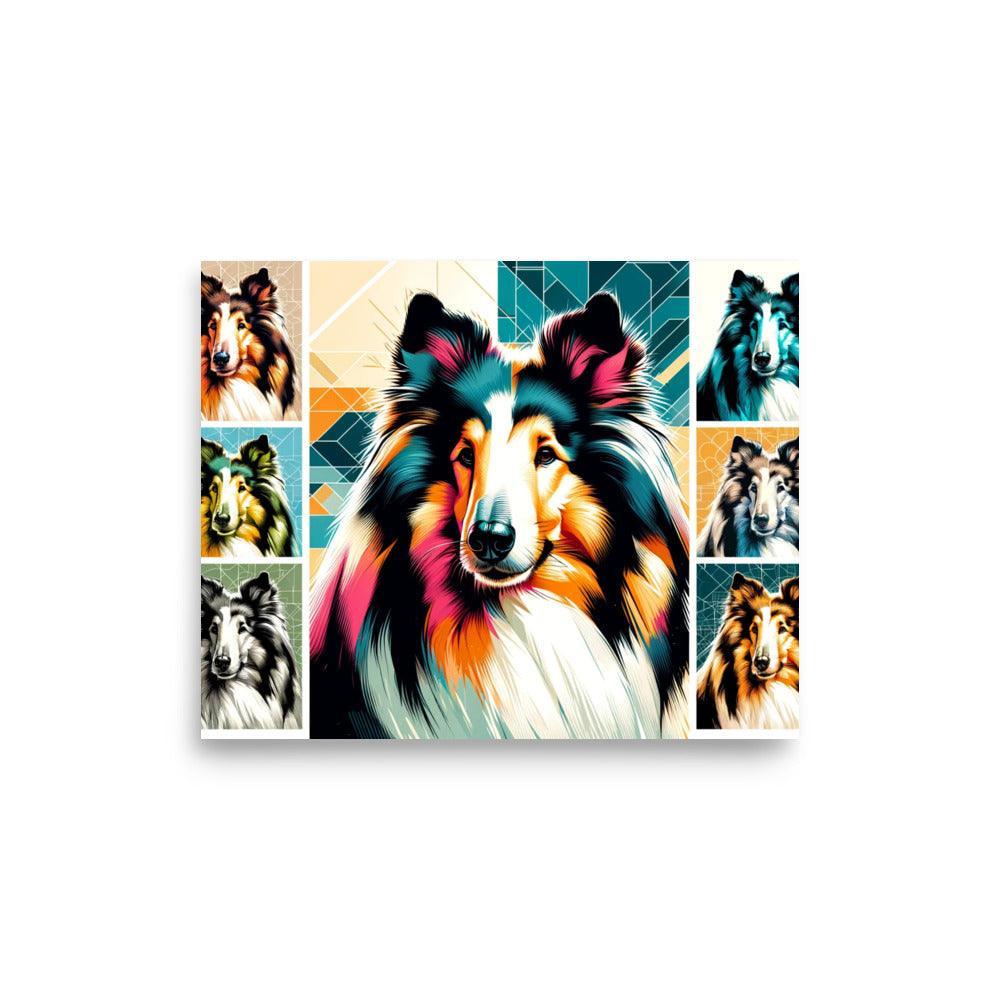 Rough Collie Dog Collage Line Vibrant Art Styles Poster - Oh Posters