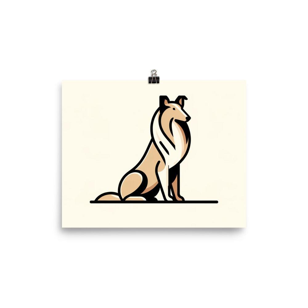 Sleek Collie Minimalist Illustration Modern Flat Color Design Poster - Oh Posters