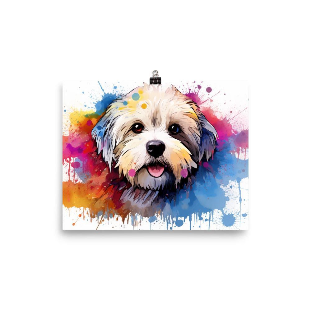 Coton De Tulear Playful Watercolor Splatter Portrait Poster - Oh Posters