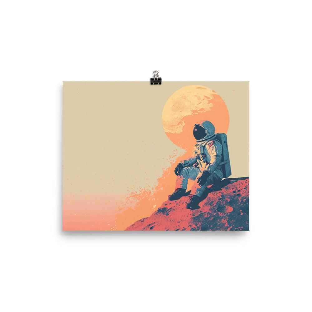 Cosmic Explorer Contemplation Space Travel Digital Art Poster - Oh Posters