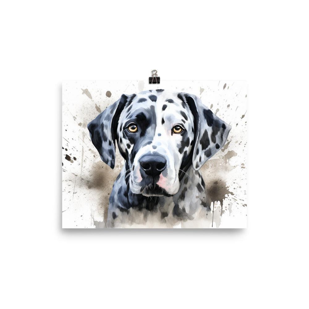 Dalmatian Watercolor Splash Dog Portrait Poster - Oh Posters