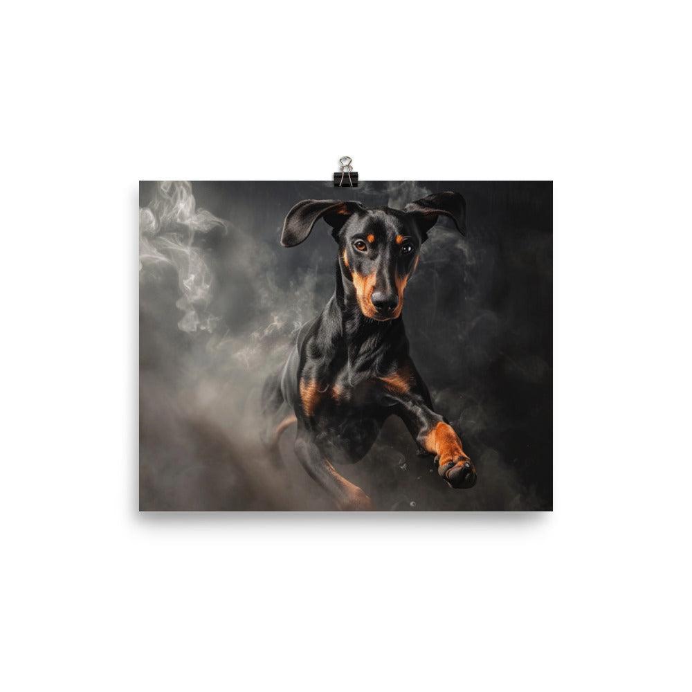 Dobermann Dynamic Smoke Effect Dog Portrait Poster - Oh Posters