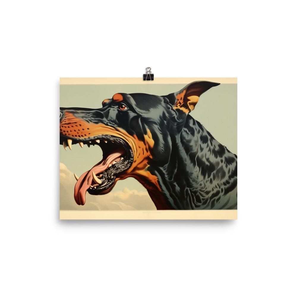 Dobermann Intense Roar Vintage Style Poster - Oh Posters