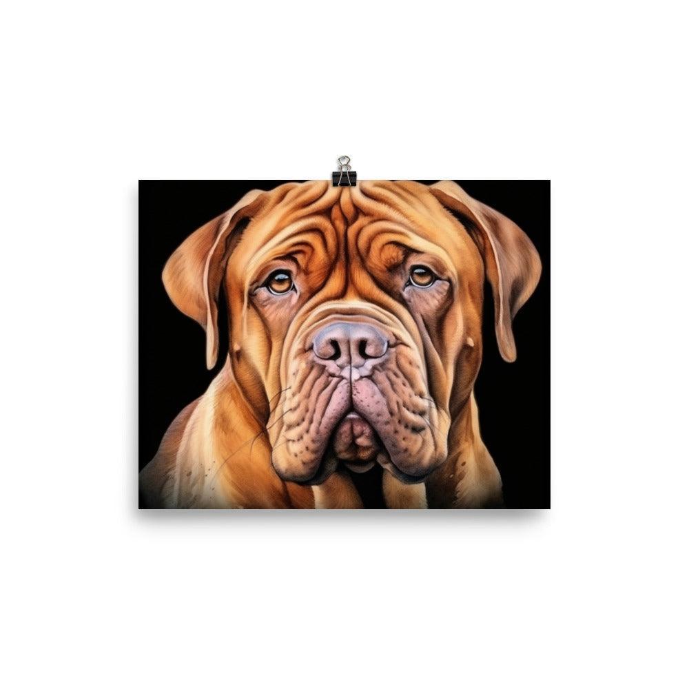 Dogue de Bordeaux Classic Black Background Illustration Poster - Oh Posters