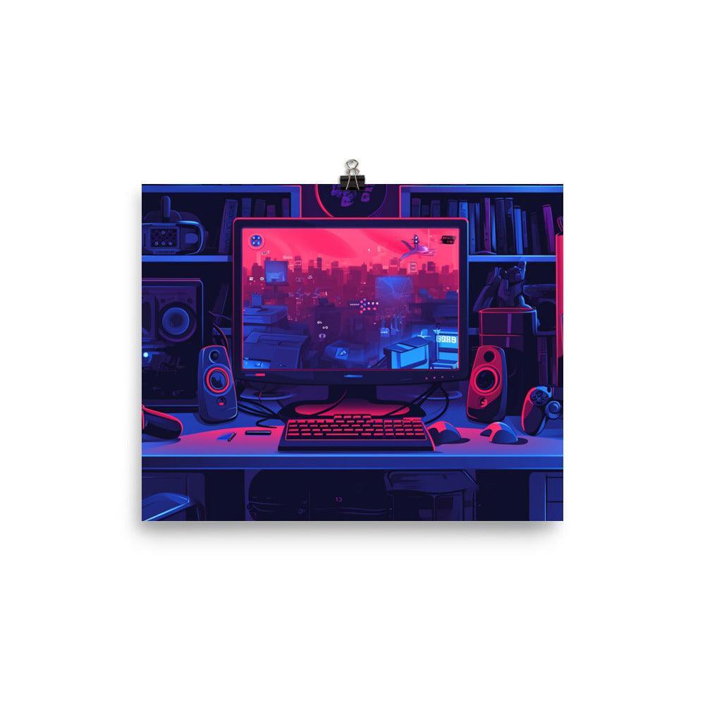 Gamer Room View Digital Illustration Poster - Oh Posters