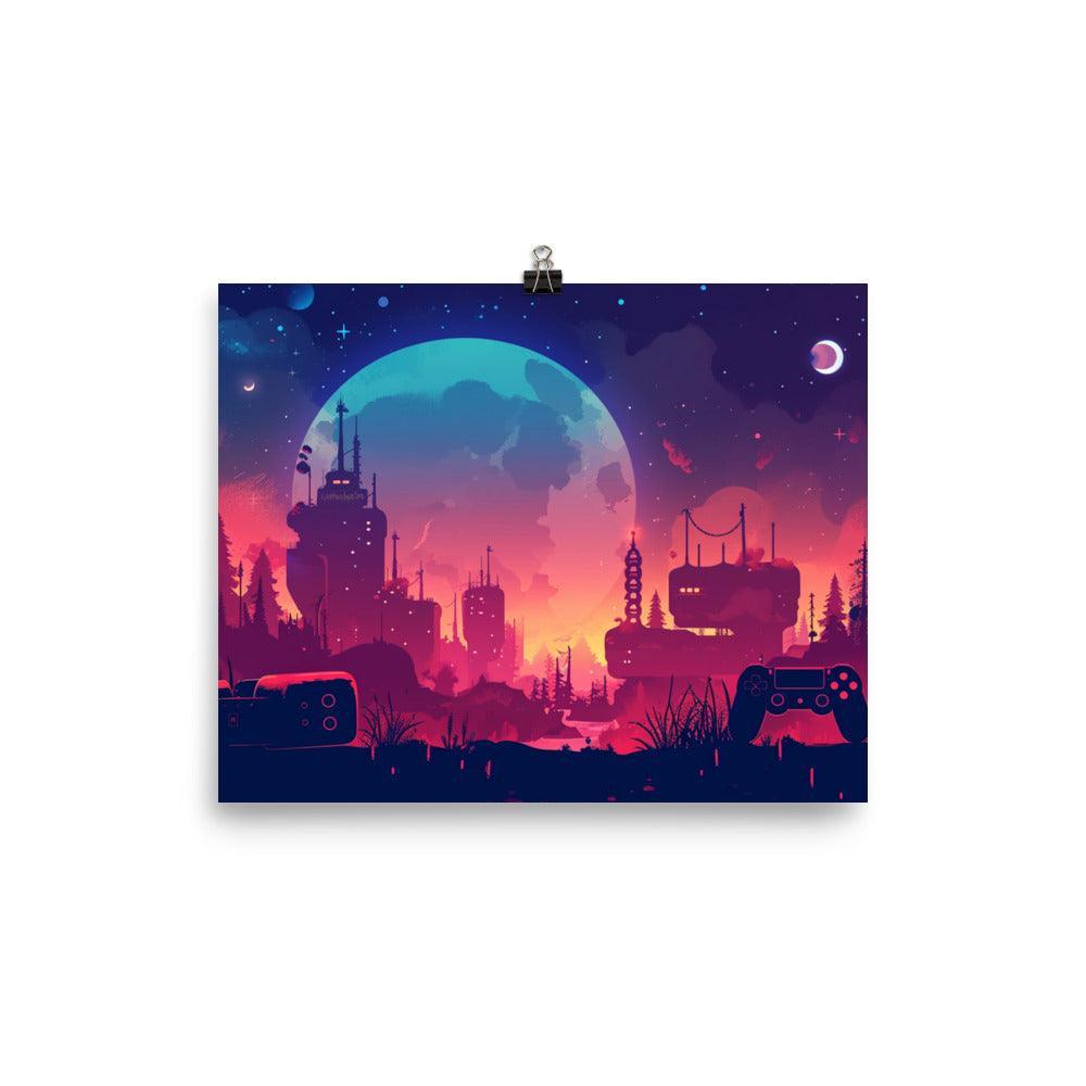 Fantasy Gaming Landscape Moonlit Night Poster - Oh Posters