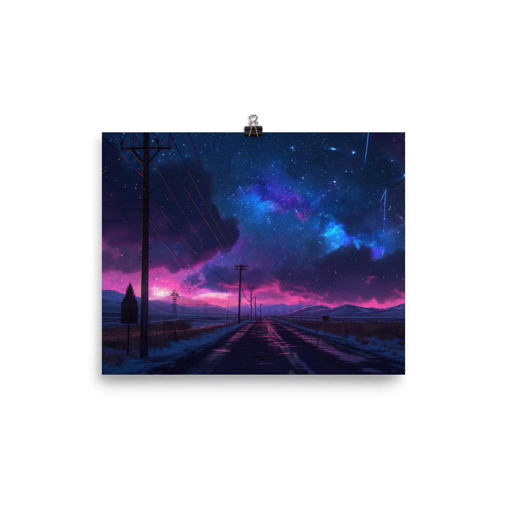 Cosmic Twilight Power Lines Artistic Poster - Oh Posters