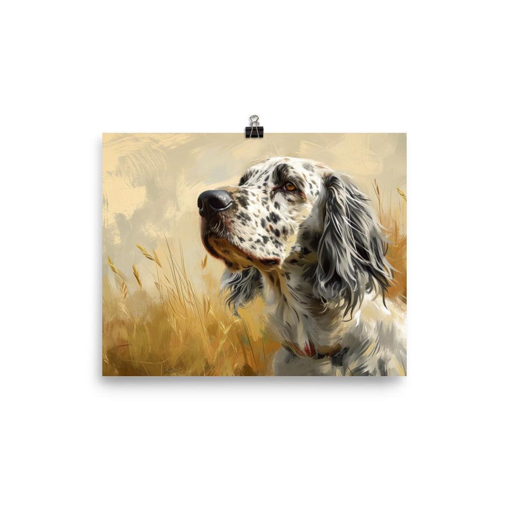 English Setter Serene Field Artistic Illustration Poster - Oh Posters