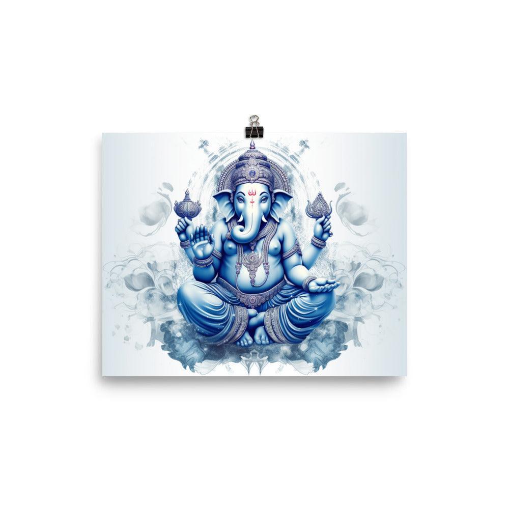 Ganesha Blue Spiritual Digital Artwork Poster - Oh Posters