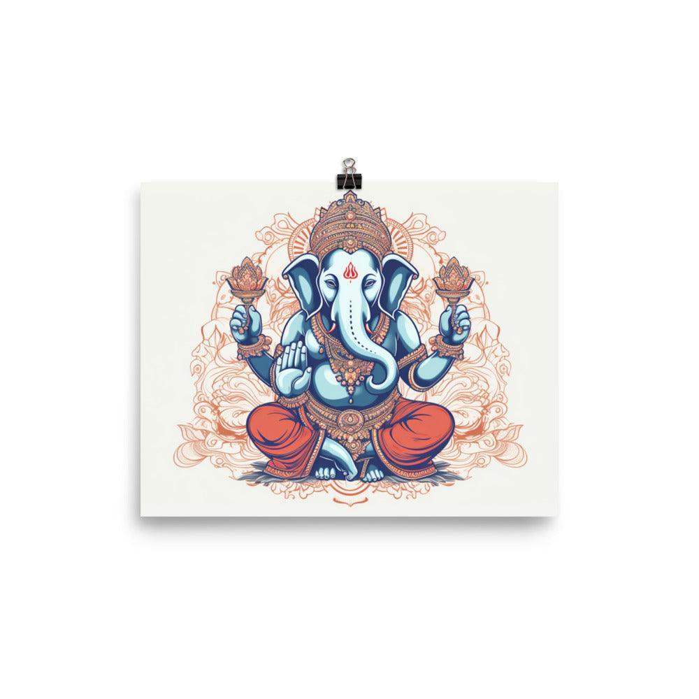 Ganesha Orange Mandala Inspired Illustration Poster - Oh Posters