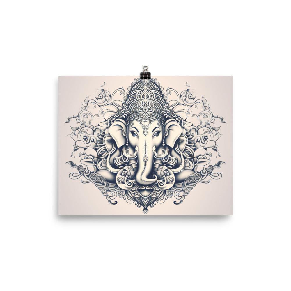 Ganesha Elegant Monochrome Mandala Art Poster - Oh Posters