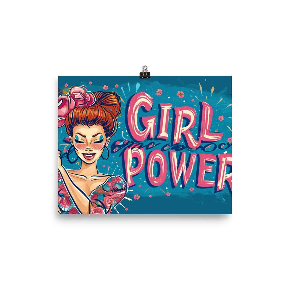 Girl Power Quote Confident Female Wink Floral Art Poster - Oh Posters