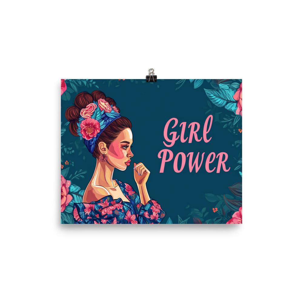 Girl Power Quote Feminine Strength Floral Background Illustration Poster - Oh Posters