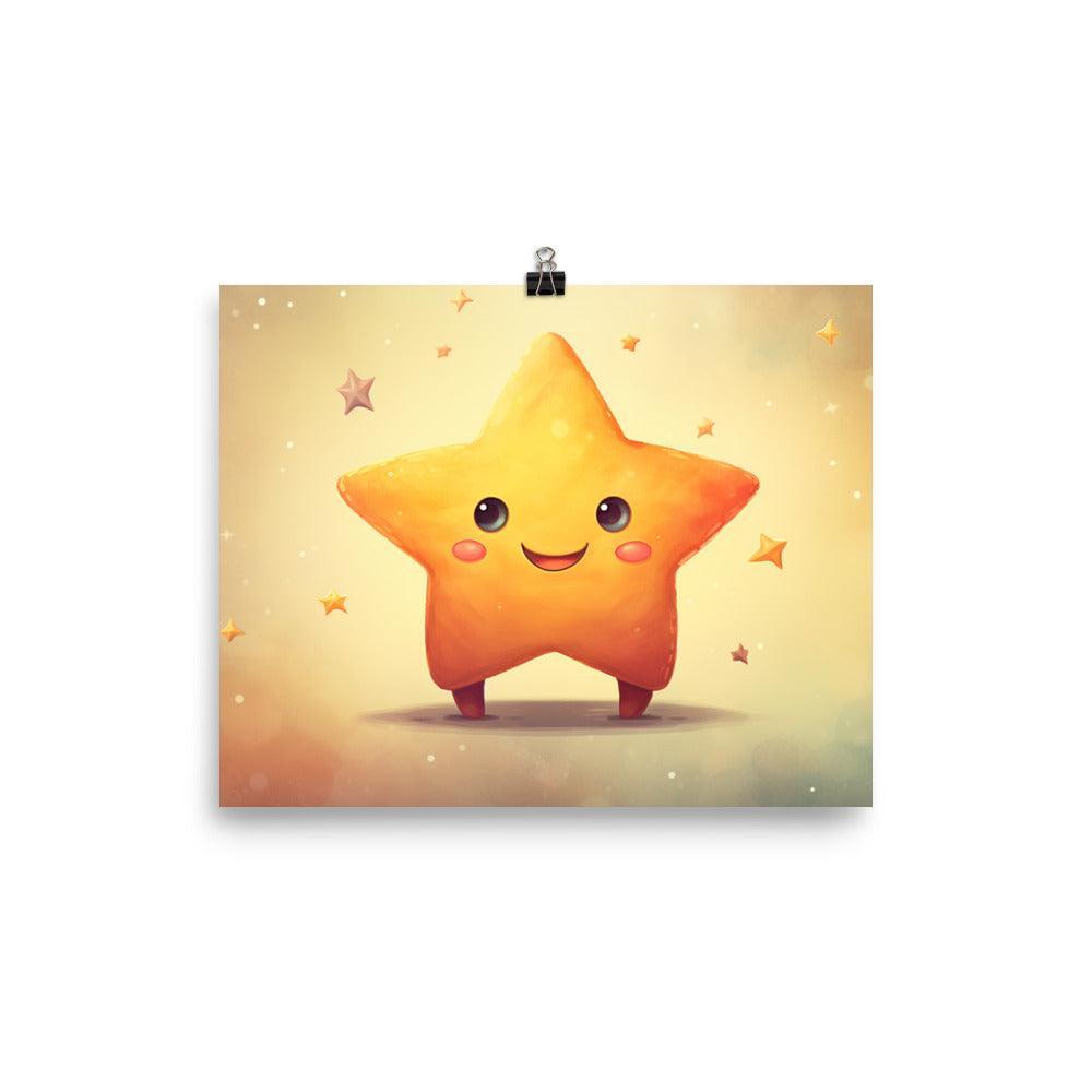 Cheerful Star Character Whimsical Digital Art Poster - Oh Posters