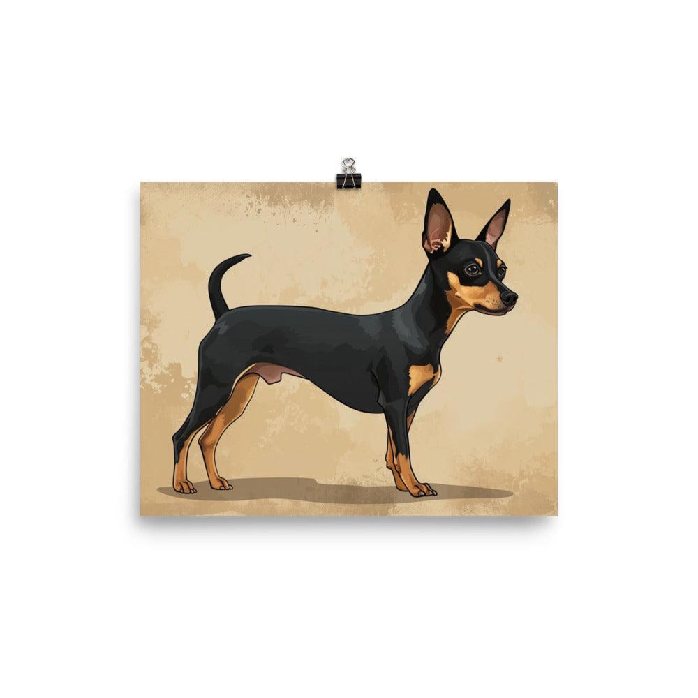 Elegant English Toy Terrier Illustrated Portrait Poster - Oh Posters