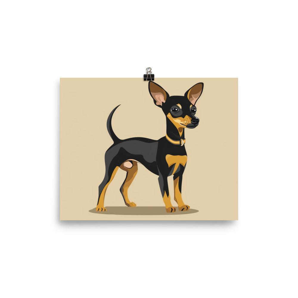 Charming English Toy Terrier Cartoon Illustration Poster - Oh Posters