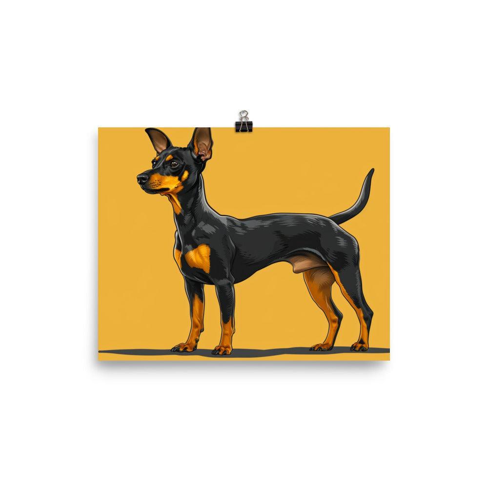 Bold English Toy Terrier Graphic on Yellow Poster - Oh Posters