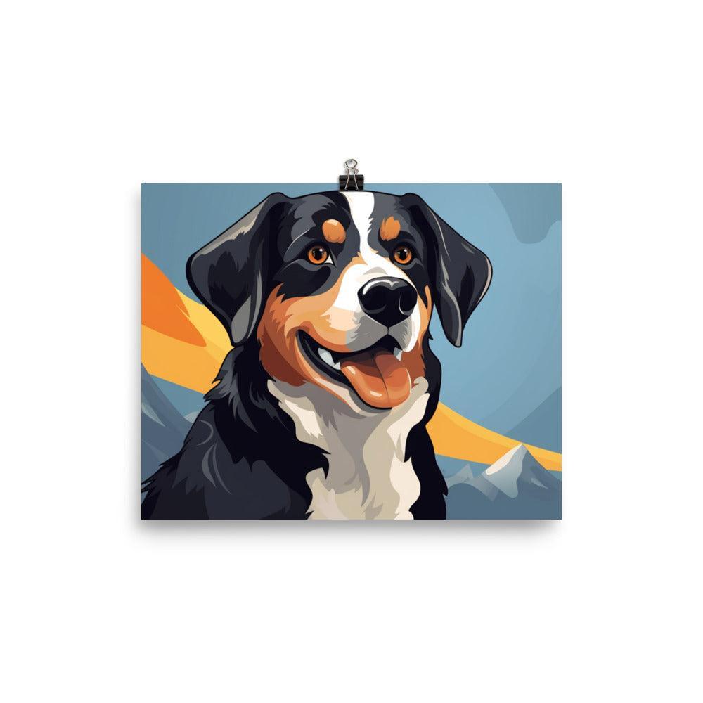 Entlebucher Mountain Dog Vibrant Mountain Illustration Poster - Oh Posters