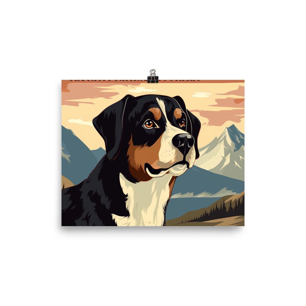 Entlebucher Mountain Dog Retro Style Mountain Illustration Poster - Oh Posters