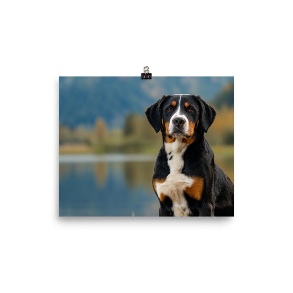 Entlebucher Mountain Dog Lake View Photography Poster - Oh Posters