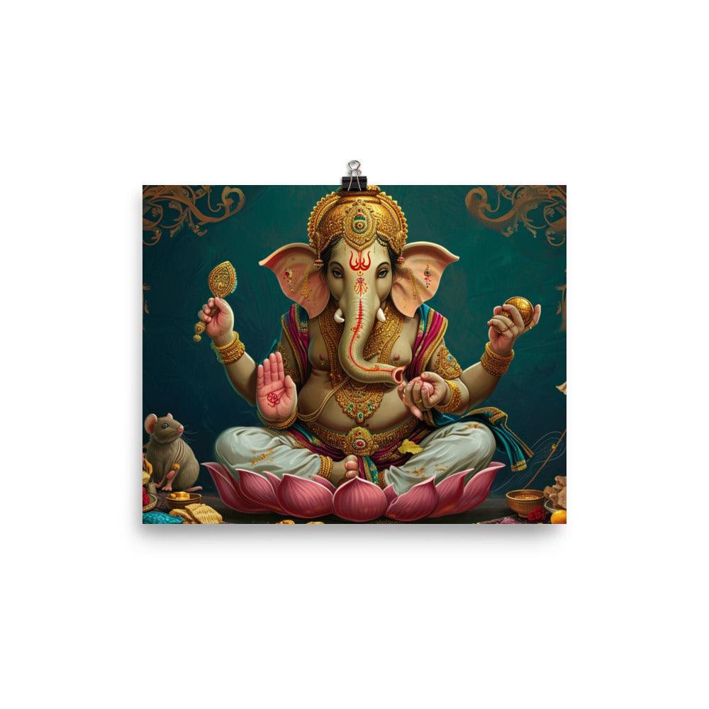 Ganesha Sacred Elephant God with Offerings and Incense Poster - Oh Posters