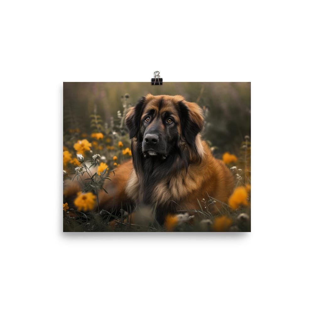 Estrela Mountain Dog Floral Meadow Portrait Poster - Oh Posters