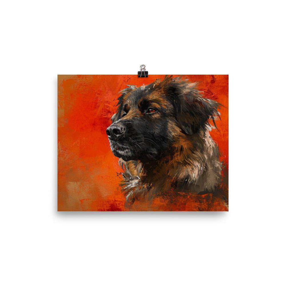 Estrela Mountain Dog Abstract Red Texture Art Poster - Oh Posters