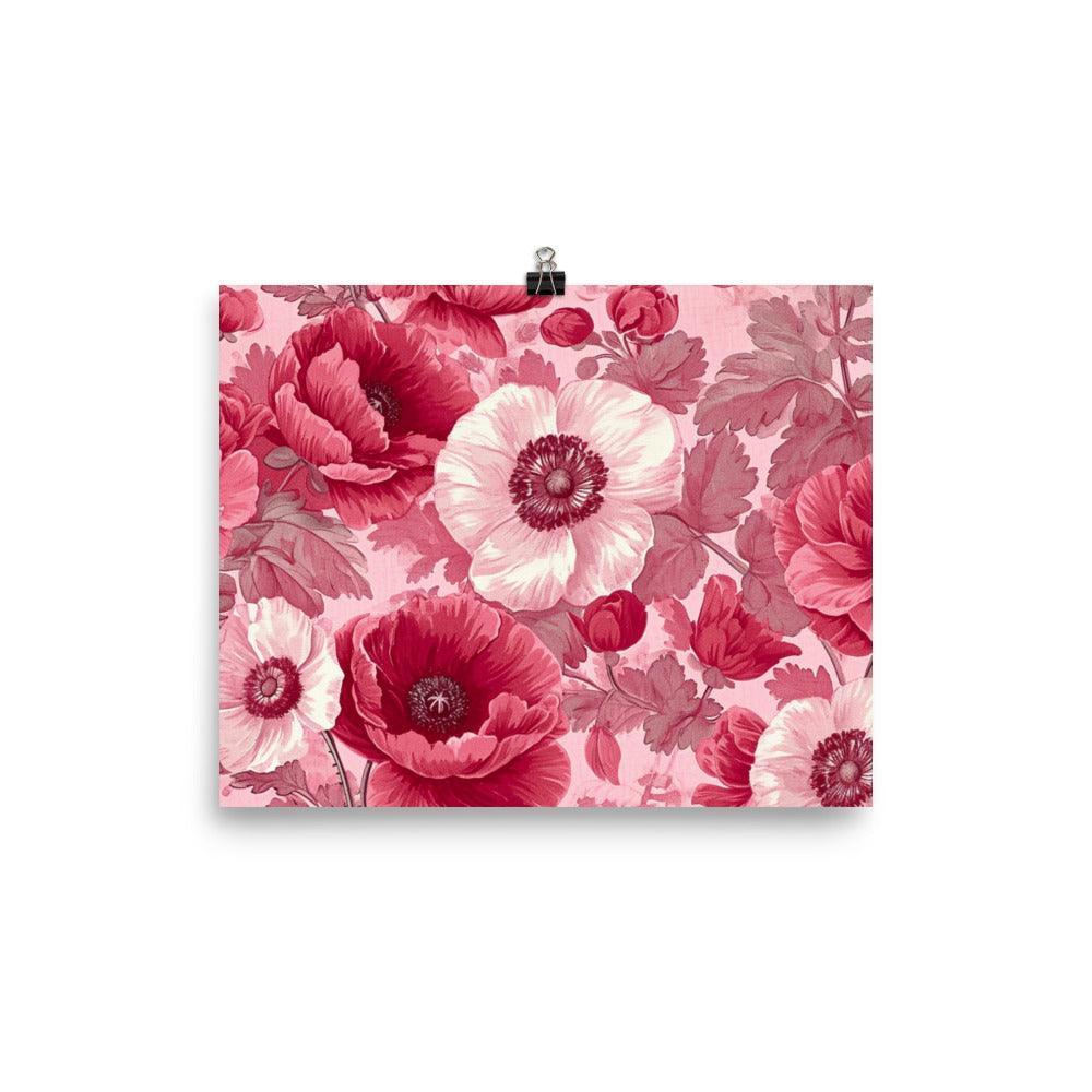 Vintage Pink Floral Pattern Wallpaper Design Poster - Oh Posters