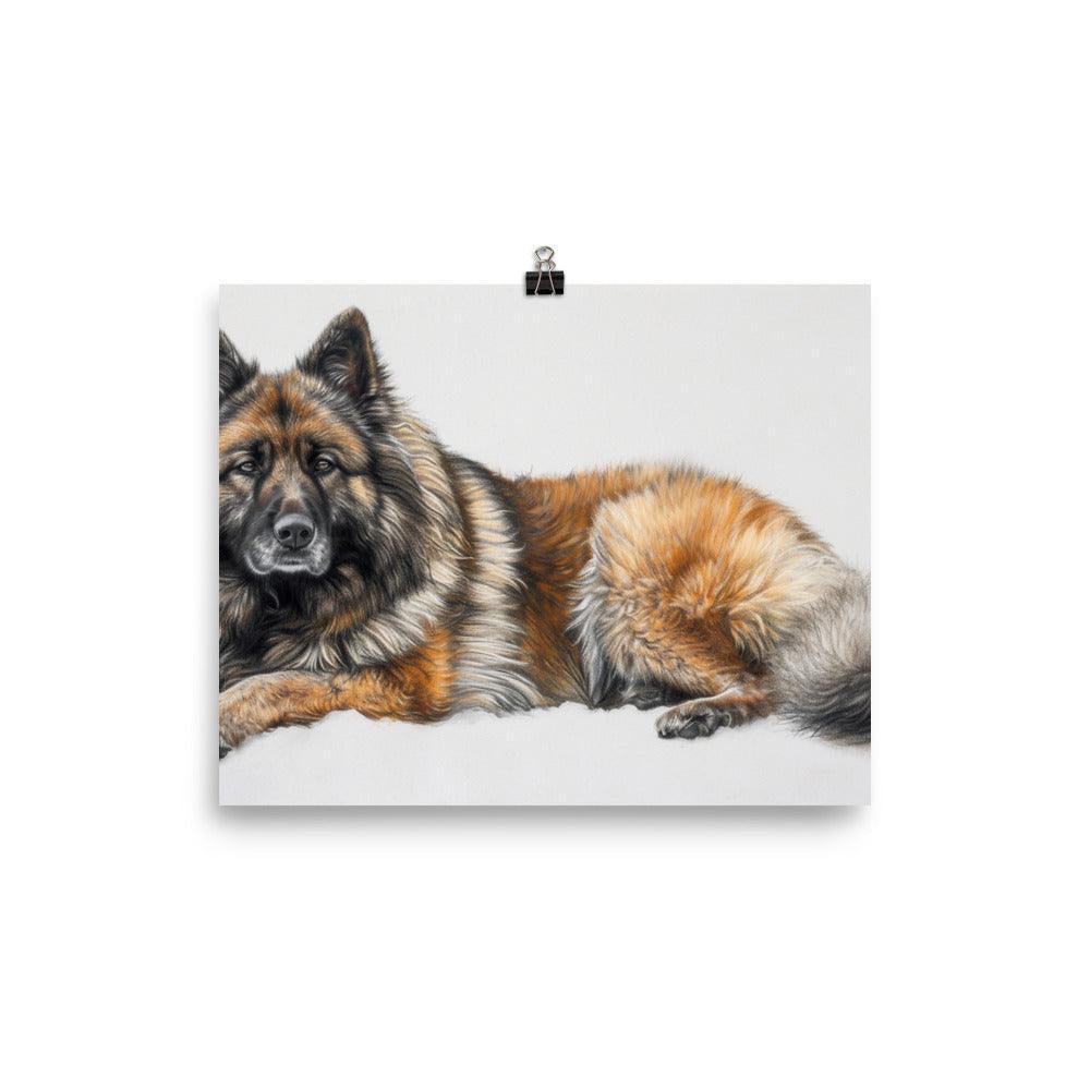 Lifelike Eurasier Dog Pencil Drawing Artwork Poster - Oh Posters