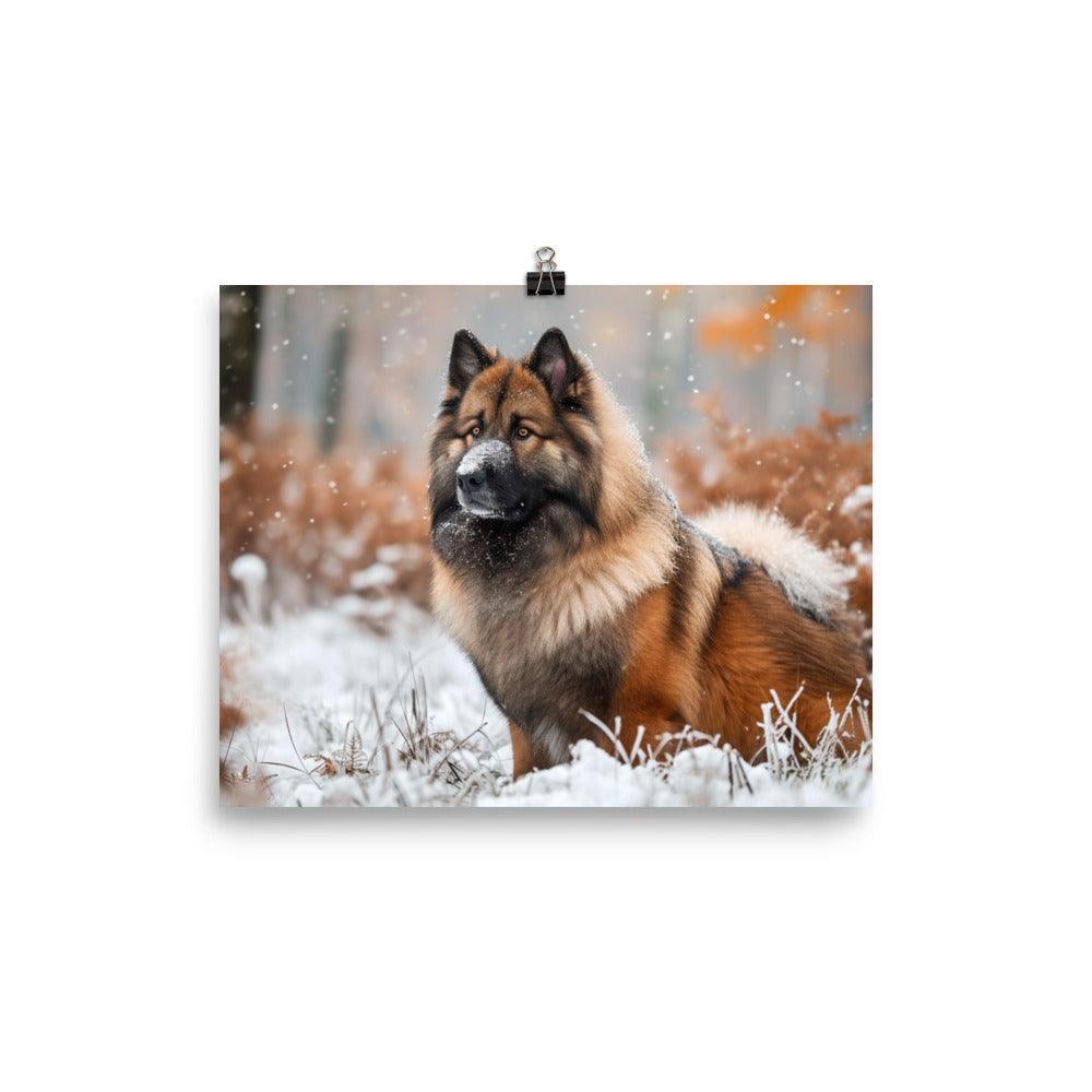 Majestic Eurasier in Winter Forest Photography Poster - Oh Posters