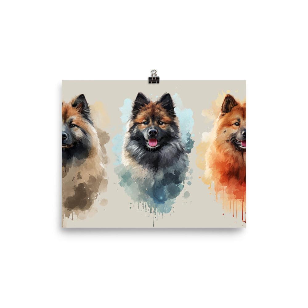 Eurasier Dog Trio Watercolor Style Artwork Poster - Oh Posters