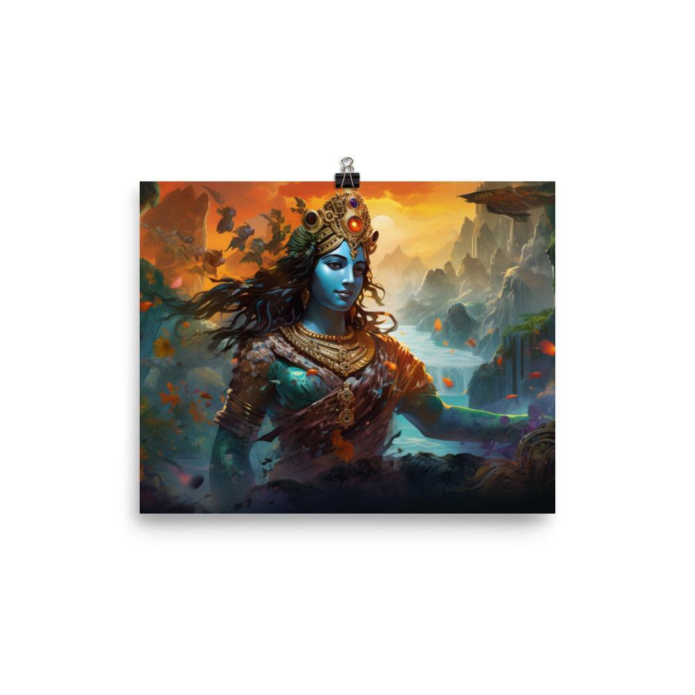 Krishna Mystical Nature Illustration Poster - Oh Posters