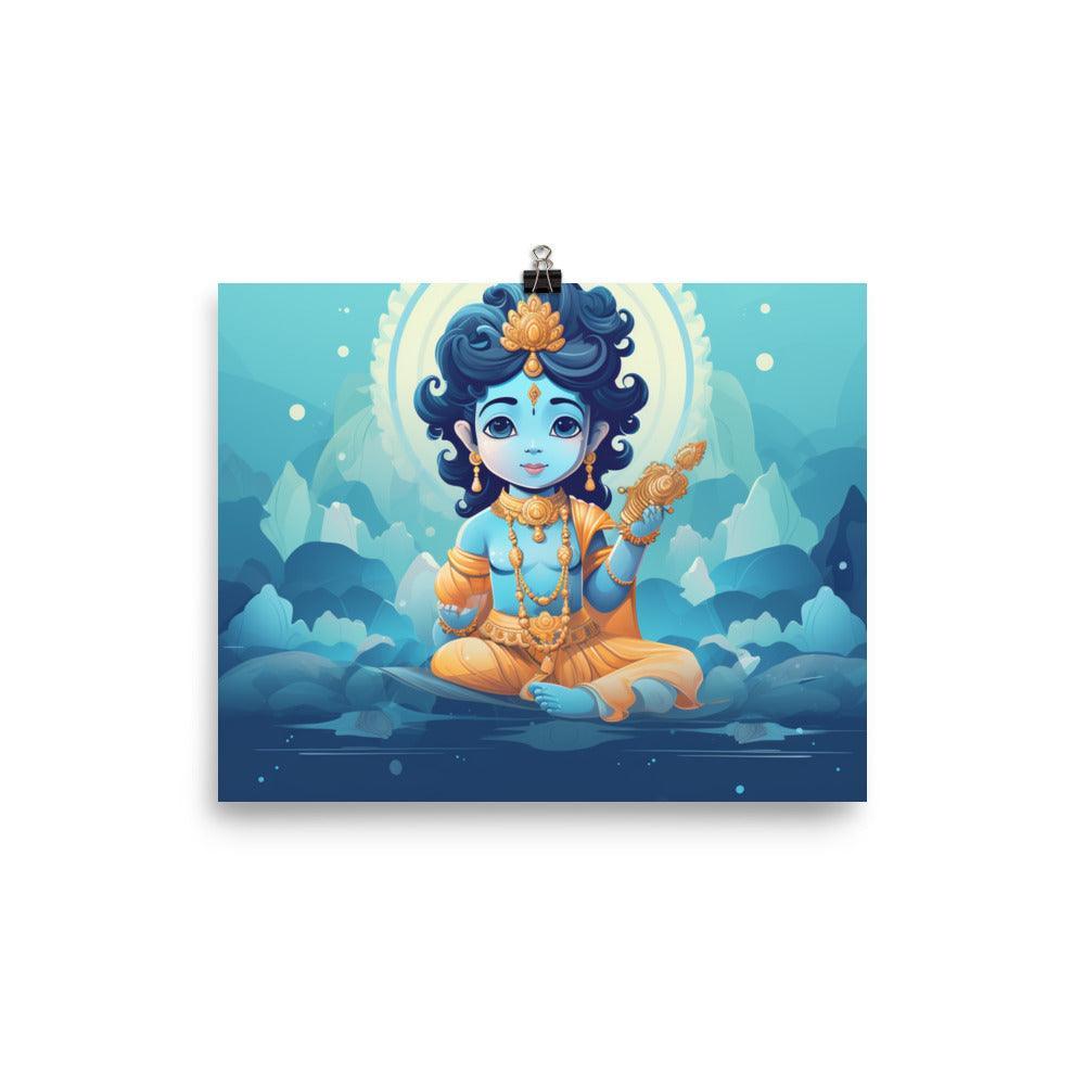 Krishna Playful Child Vector Art Poster - Oh Posters