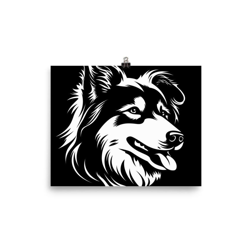 Finnish Lapphund Bold Black and White Silhouette Poster - Oh Posters