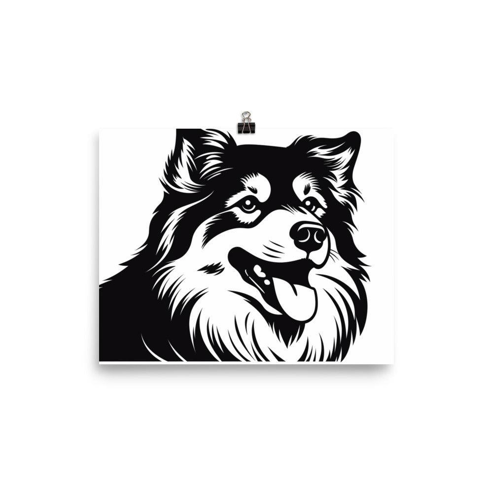 Finnish Lapphund Elegant Black and White Graphic Poster - Oh Posters