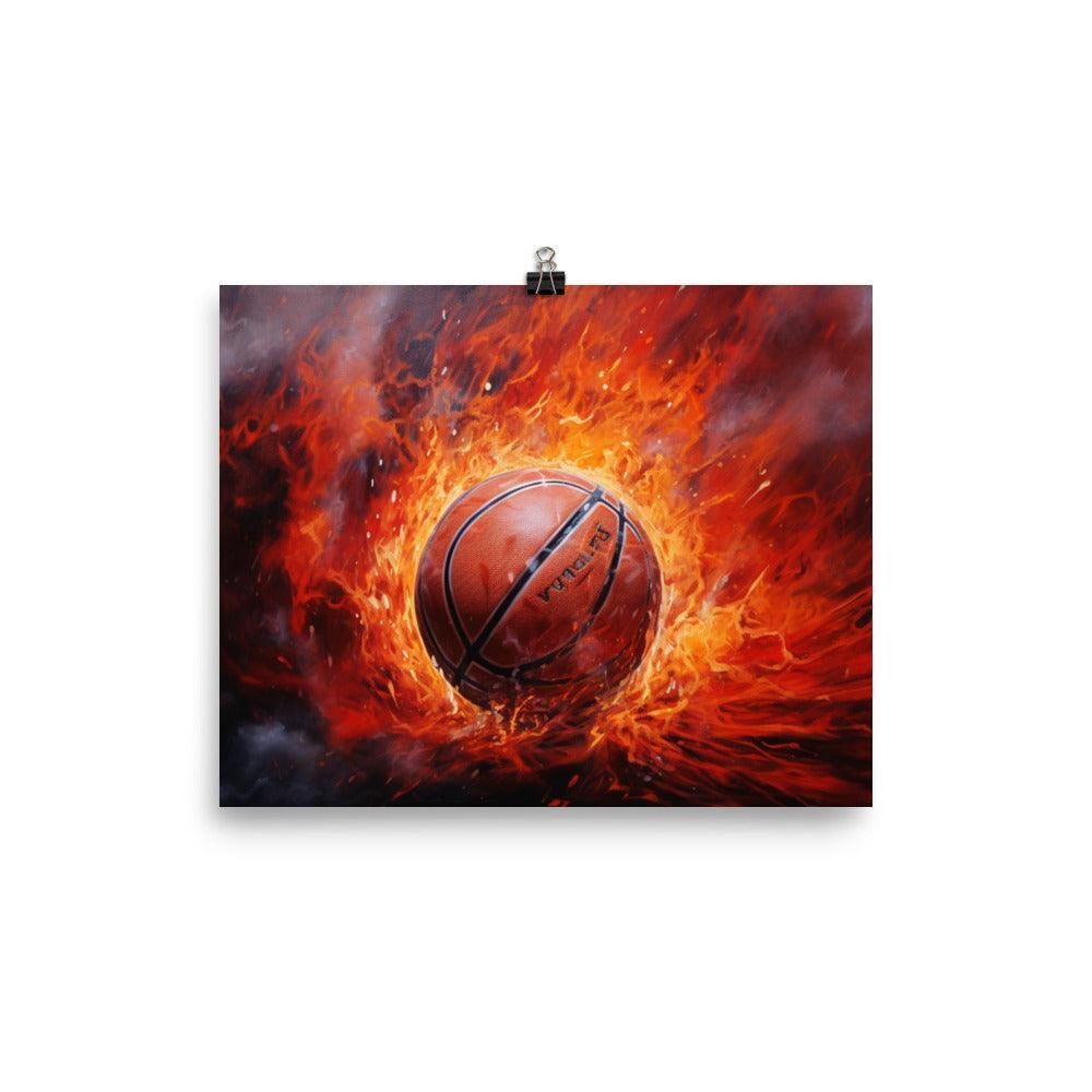 Fiery Slam Basketball Art Poster - Oh Posters