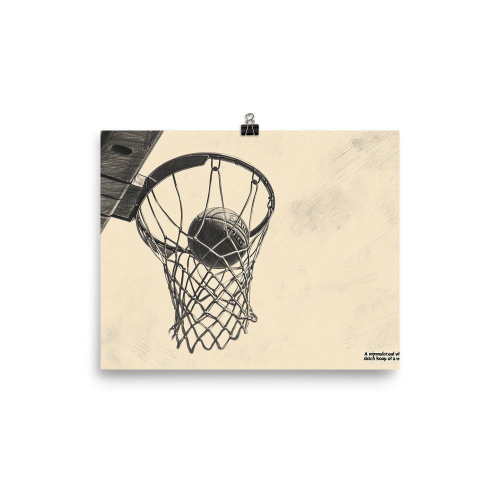 Monochrome Hoop Sketch Basketball Poster - Oh Posters