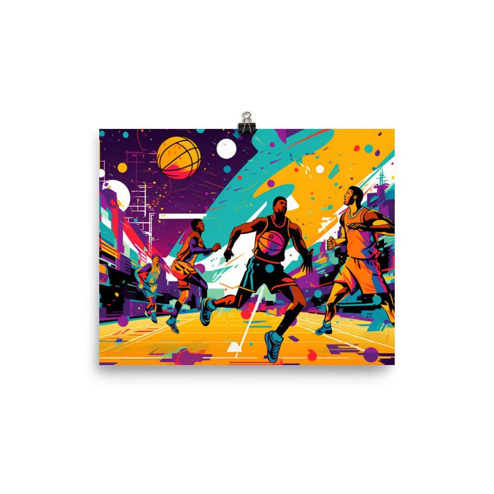 Retro Vibrant Basketball Game Poster - Oh Posters