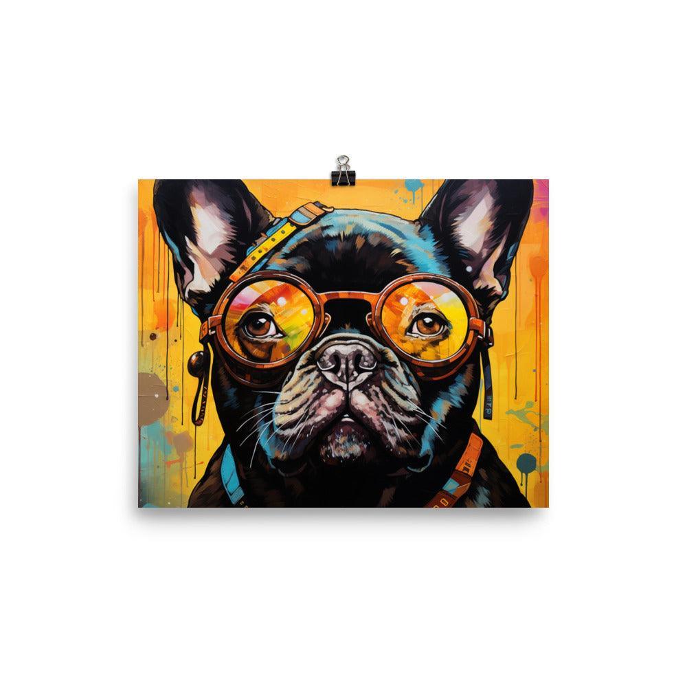 French Bulldog Hipster Digital Artwork Poster - Oh Posters