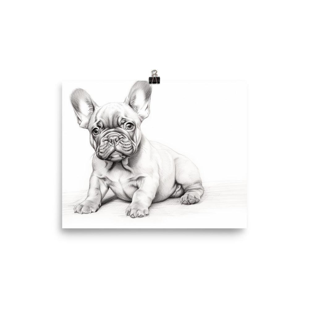 French Bulldog Pencil Sketch Art Poster - Oh Posters