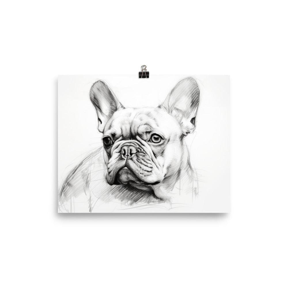 French Bulldog Black and White Sketch Poster - Oh Posters